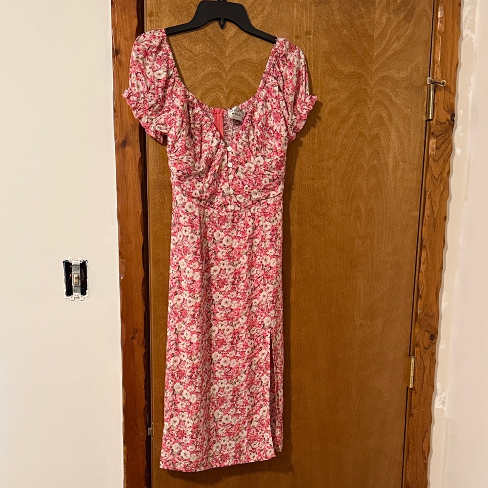 Hello Molly Floral Pink Midi Dress